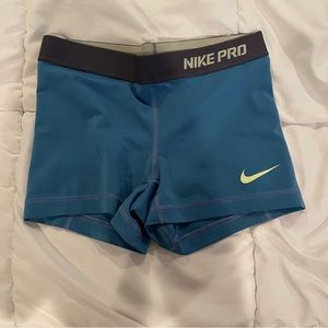 Blue Nike Pro Spandex Shorts